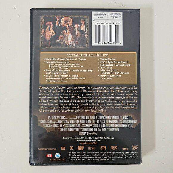 Remember the Titans DVD 2000 Widescreen - Denzel Washington, Will Patton - Picture 3 of 3